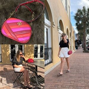 Tory Burch Vibrant Pink and Red Crossbody Bag